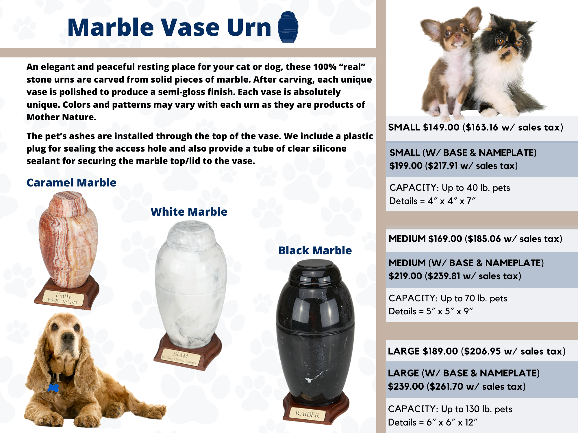 Marble Pet Urn