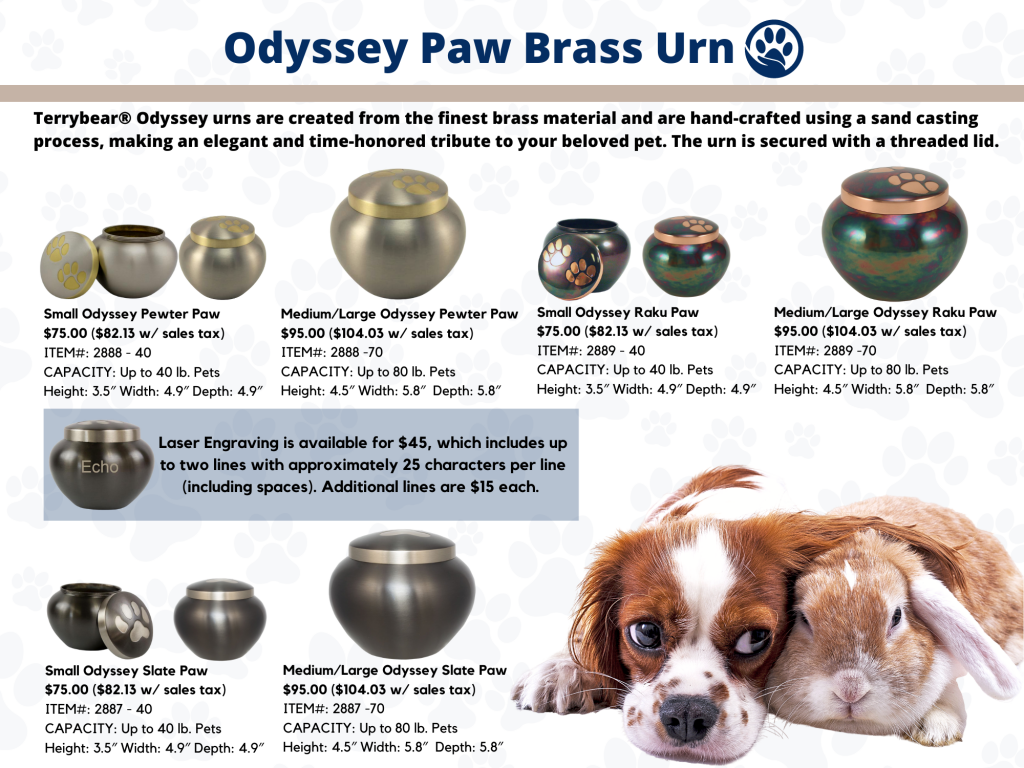 Odyssey Paw Brass Pet Urn